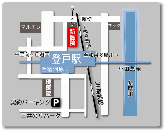 医院の移転先の地図